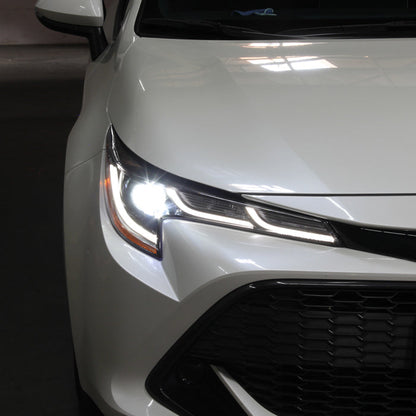 xTune US Built Toyota Corolla 18-20 L LE LED Proj Headlights-SE Style Black