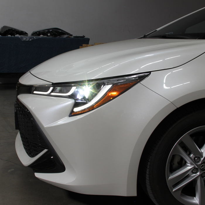 xTune US Built Toyota Corolla 18-20 L LE LED Proj Headlights-SE Style Black
