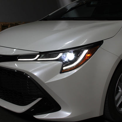 xTune US Built Toyota Corolla 18-20 L LE LED Proj Headlights-SE Style Black