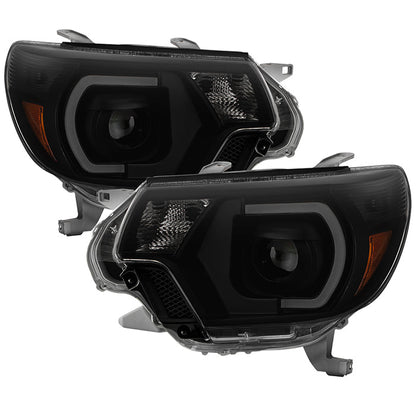 SPYDER xTune 12-15 Toyota Tacoma Light Bar DRL Projector Headlights - Black Smoke (PRO-JH-TTA12-LBDRL-BSM) 9037559