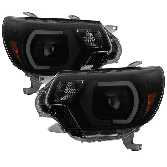 SPYDER xTune 12-15 Toyota Tacoma Light Bar DRL Projector Headlights - Black Smoke (PRO-JH-TTA12-LBDRL-BSM) 9037559