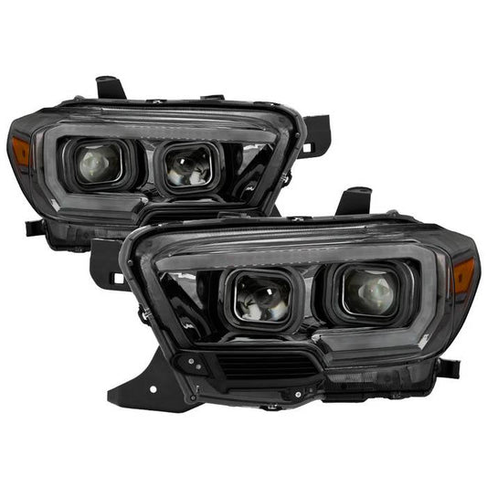 SPYDER xTune Toyota Tacoma 16-18 DRL Light Bar Projector Headlights - Black Smoked PRO-JH-TTA16-LBDRL-BSM 9039270