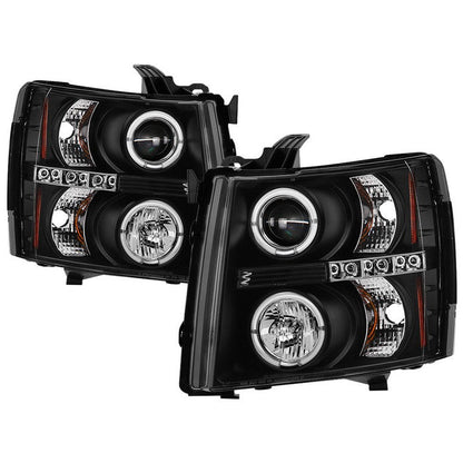 Spyder Chevy Silverado 1500 07-13 Projector Headlights LED Halo LED Blk Pro-Yd-CS07-Hl-Bk