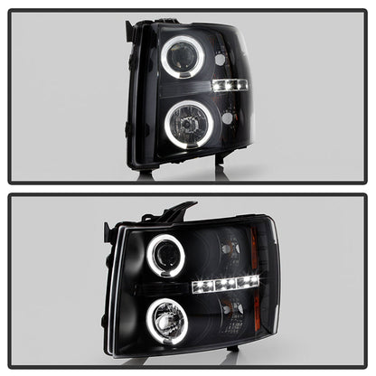 Spyder Chevy Silverado 1500 07-13 Projector Headlights LED Halo LED Blk Pro-Yd-CS07-Hl-Bk