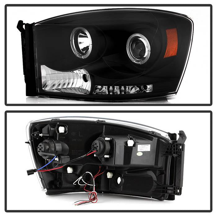 Spyder Dodge Ram 1500 06-08/Ram 2500 06-09 Projector Headlights LED Halo LED Blk