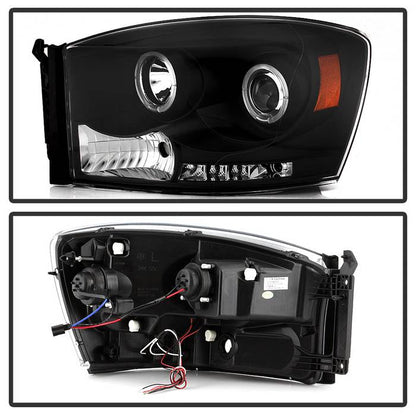 Spyder Dodge Ram 1500 06-08/Ram 2500 06-09 Projector Headlights LED Halo LED Blk