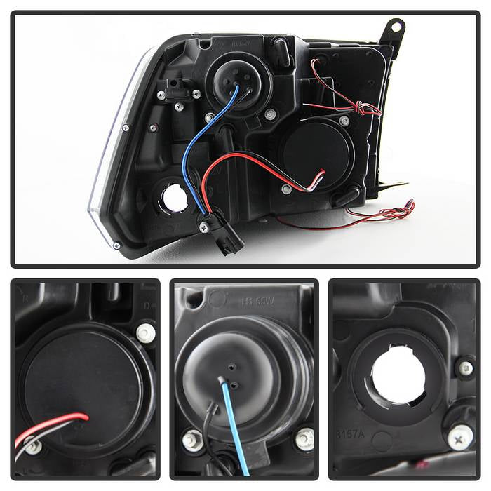 Spyder Dodge Ram 1500 09-14 10-14 Projector Headlights Halogen- LED Halo LED- Smke