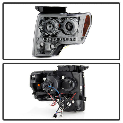 Spyder Ford F150 09-14 Projector Headlights Halogen Model- LED Halo LED Smke PRO-YD-FF15009-HL-SM 5010254