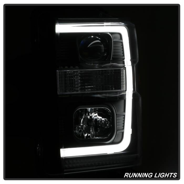 Spyder 08-10 Ford F-250 Projector Headlights V2 - Light Bar DRL LED