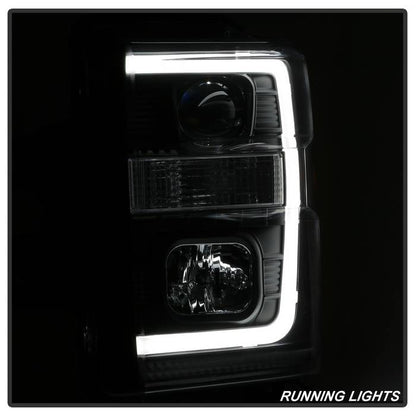 Spyder 08-10 Ford F-250 Projector Headlights V2 - Light Bar DRL LED