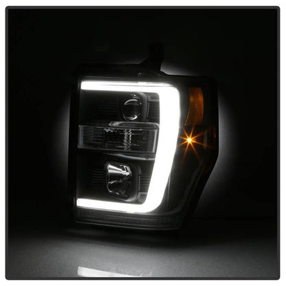 Spyder 08-10 Ford F-250 Projector Headlights V2 - Light Bar DRL LED