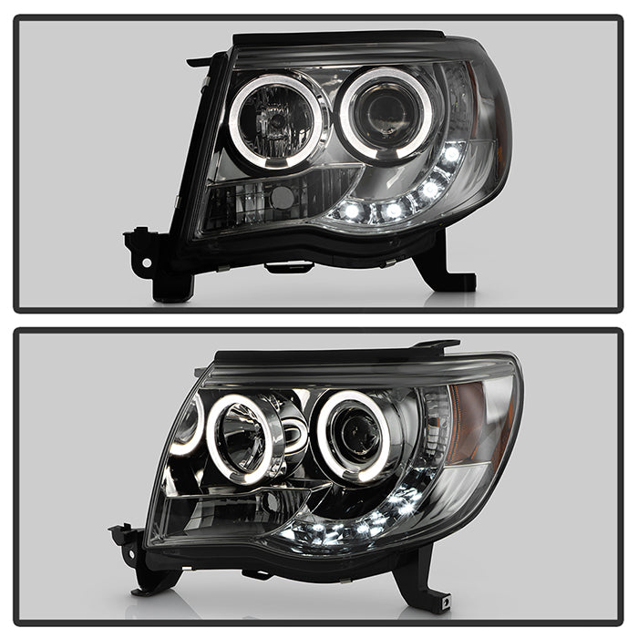 Spyder Toyota Tacoma 05-11 Projector Headlights LED Halo LED Smoke High H1 Low H1