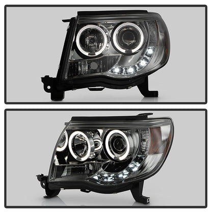 Spyder Toyota Tacoma 05-11 Projector Headlights LED Halo LED Smoke High H1 Low H1