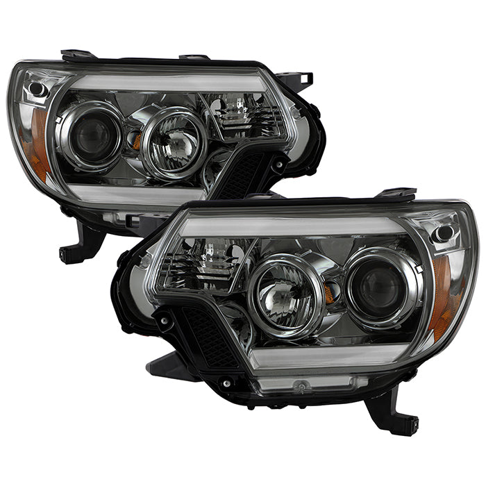 Spyder Toyota Tacoma 12-16 Projector Headlights Light Bar DRL Smoke Pro-Yd-TT12-Lbdrl-Sm
