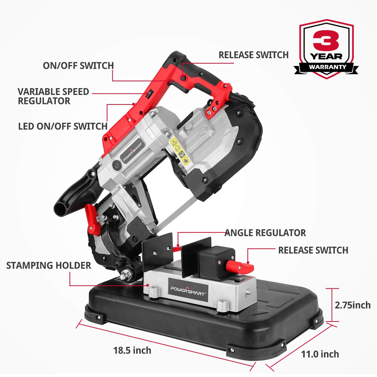 PowerSmart Portable Band Saw with Removable Base PS3051