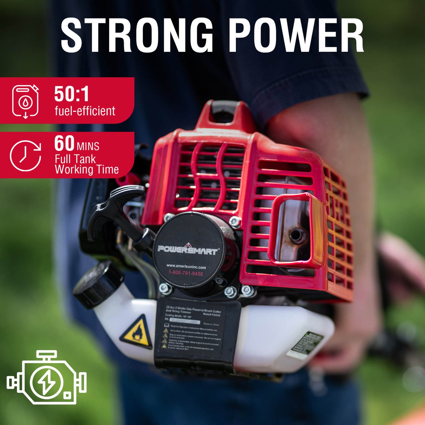 PowerSmart 22" 170cc Gas Self-Propelled 3-in-1 Lawn Mower & String Trimmer