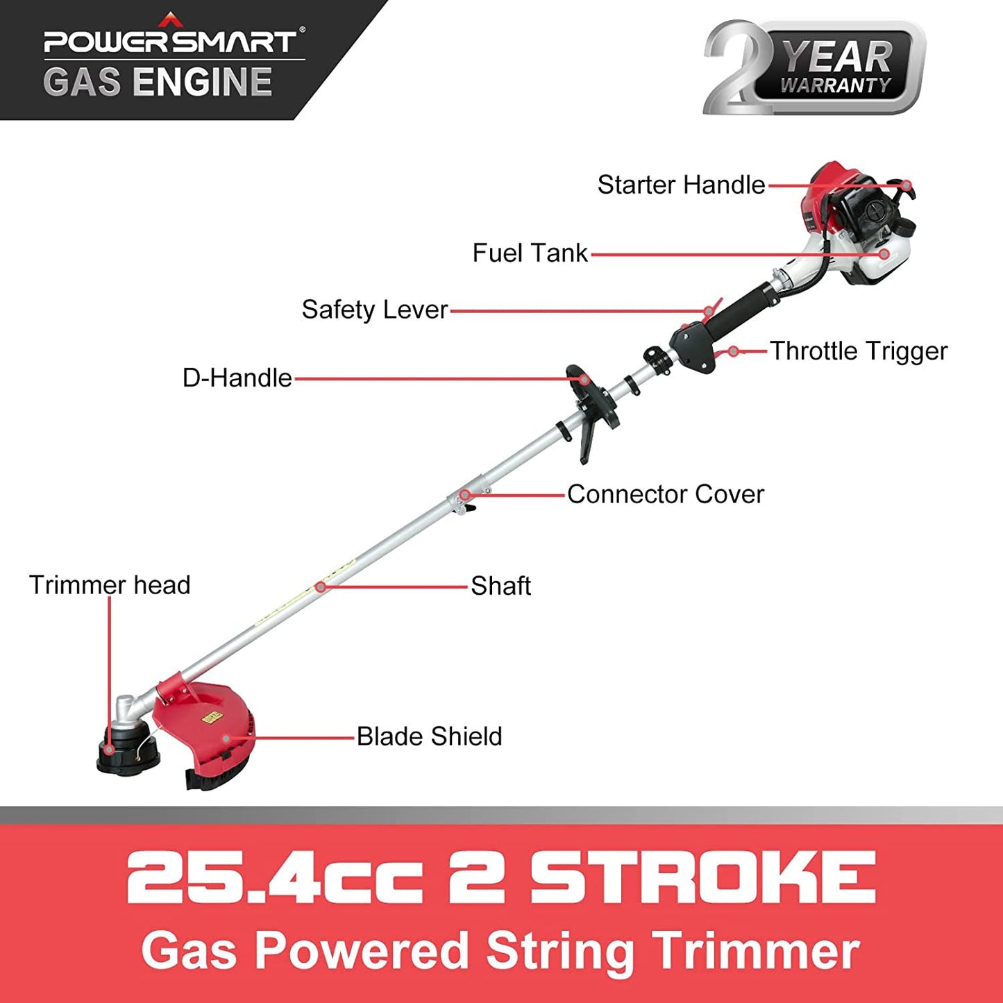 PowerSmart 16" 25cc Gas String Trimmer & Edger PS4532