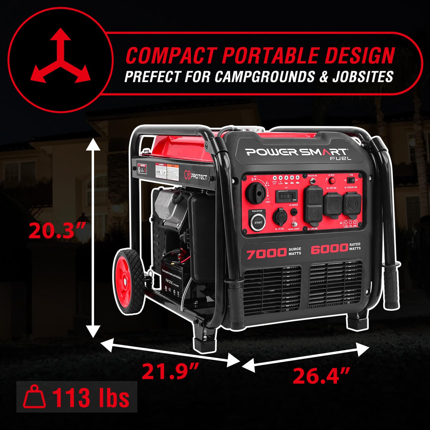 PowerSmart 7000W Inverter Generator w/ CO Alert PS5055C
