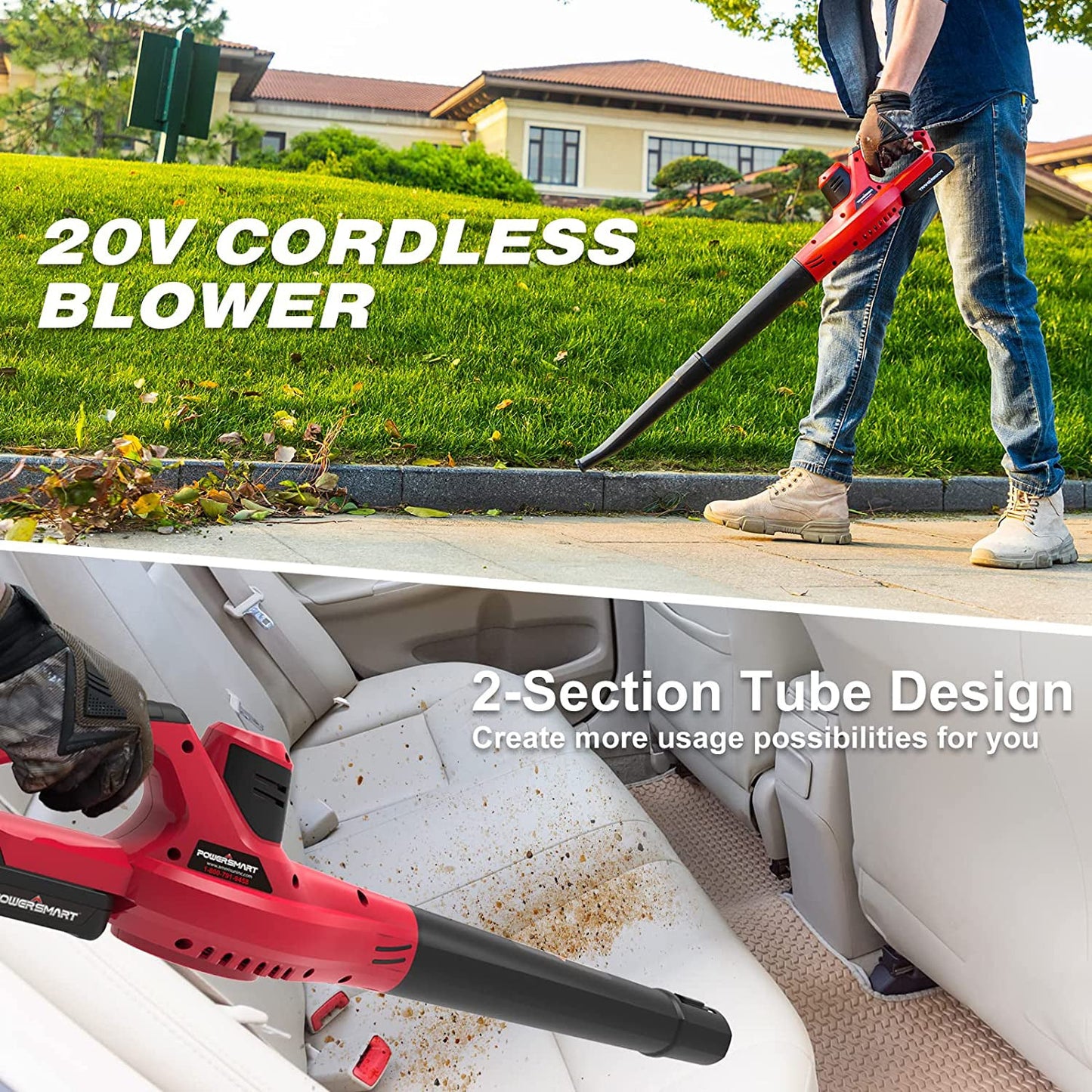 PowerSmart 20V 120CFM Cordless Leaf Blower w/ Two Batteries & Charger