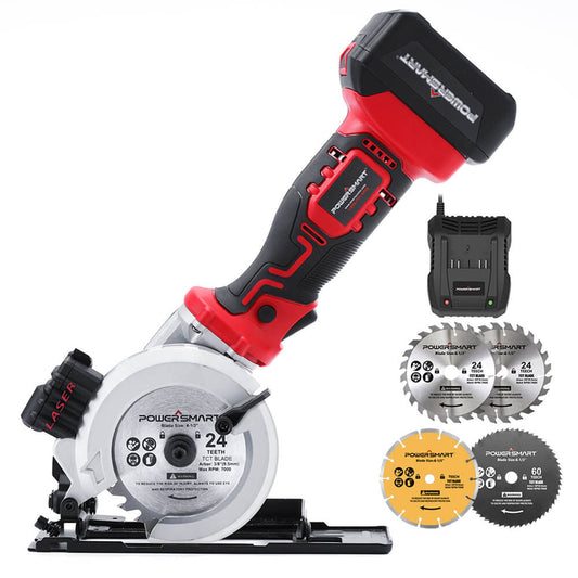 PowerSmart 20V Mini Circular Saw Cordless with 4.0Ah Battery and Charger