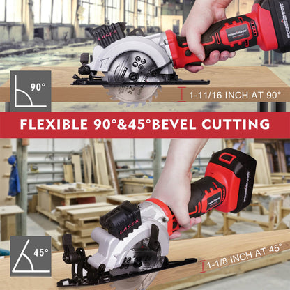 PowerSmart 20V Mini Circular Saw Cordless with 4.0Ah Battery and Charger