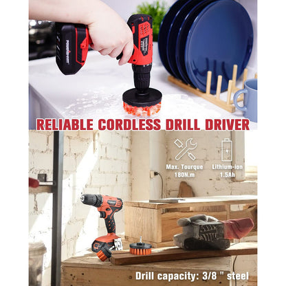 PowerSmart 20V Cordless Drill Driver w/ Brushes, Battery & Charger Included
