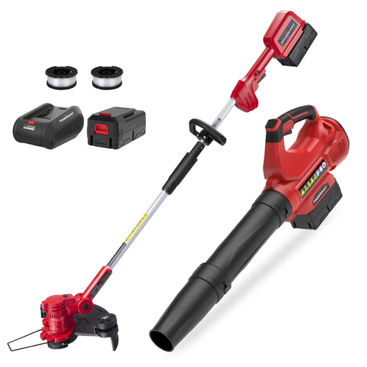 PowerSmart 40V String Trimmer & Edger + 40V Leaf Blower Combo Kit with 4.0Ah