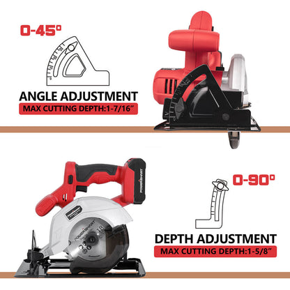 20V Cordless 5.5" Circular Saw w/ Battery & Charger PS76410A
