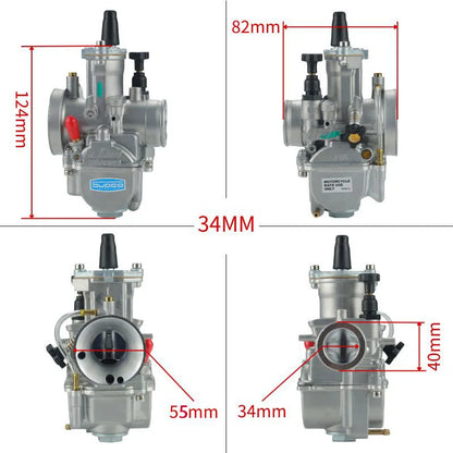 PWK Racing Carburetor 24-34mm for KOSO OKO 2T 4T Scooter ATV Dirt Bike + Jets