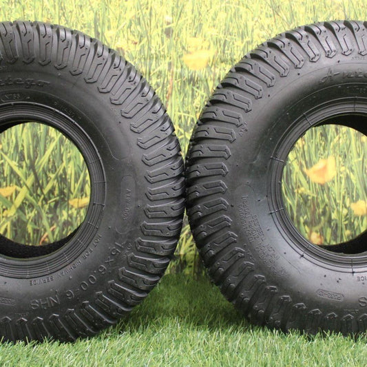 Antego Tire & Wheel - (Set of 2) (ATW-003) 15x6.00-6NHS Lawn Mower Tires