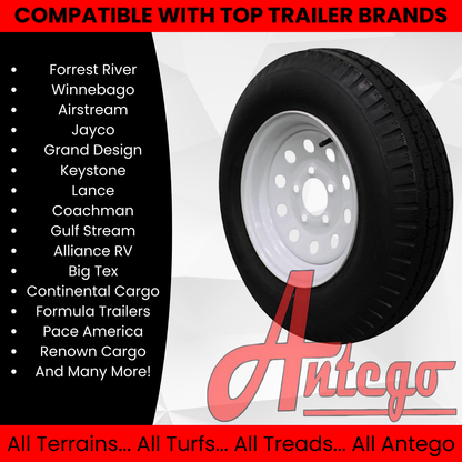 (Set of 2) Antego Tire and Wheel 185/80D13 Highway Terrain Trailer Tire & Wheel –