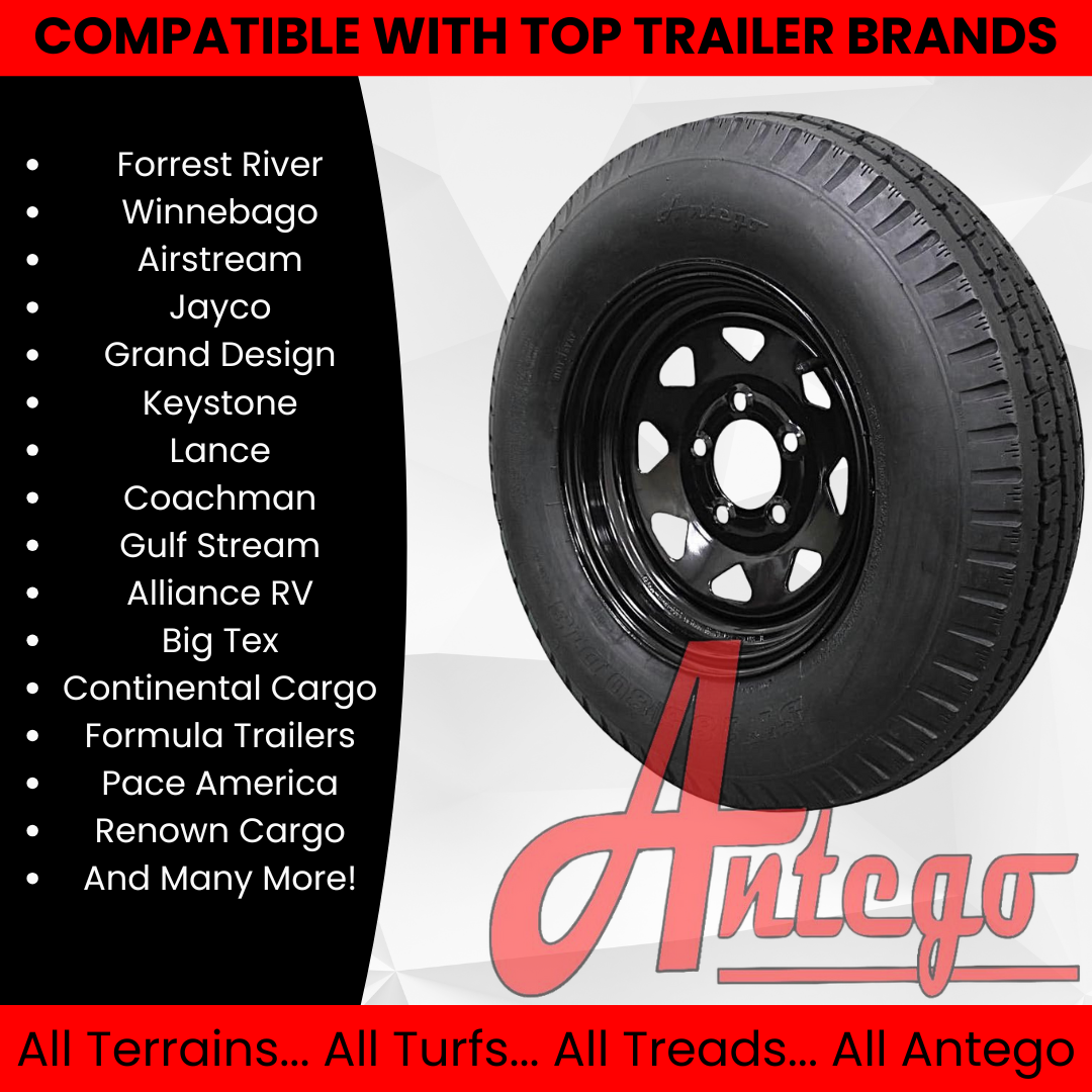 (Set of 2) Antego Tire and Wheel 185/80D13 Highway Terrain Trailer Tire & Wheel – (2)