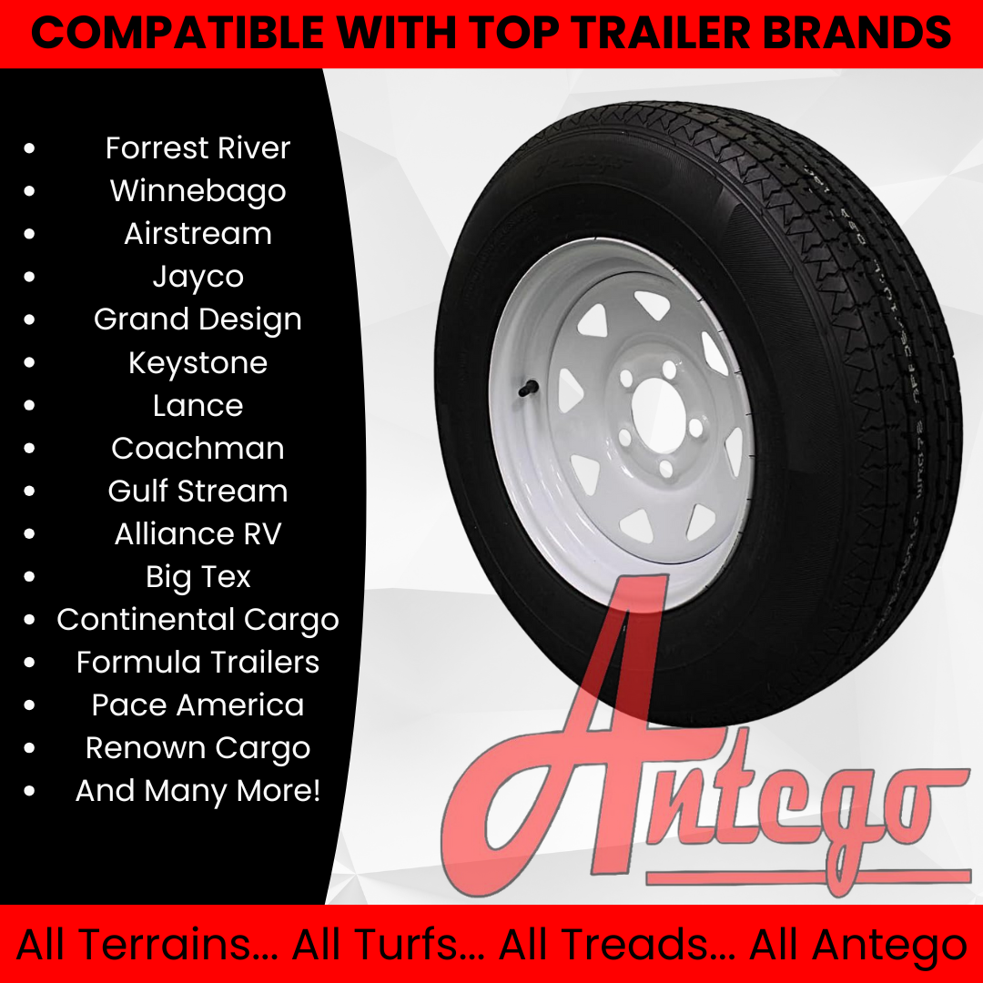 (Set of 2) Antego Tire and Wheel 205/75R14 Trailer Tire – Reinforced 8-Ply-Ply Design