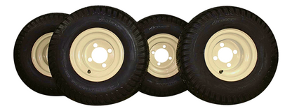 (Set of 4) Beige/Tan Steel Wheels with 18x9.50-8 4 Ply Turf Tires for Golf Cart and Lawn