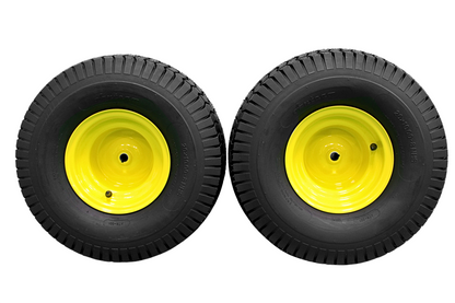 20x10.00-8 Tires with 8x7 John Deere Yellow Wheels 2 Ply for Lawn & Garden Mower Turf (2)