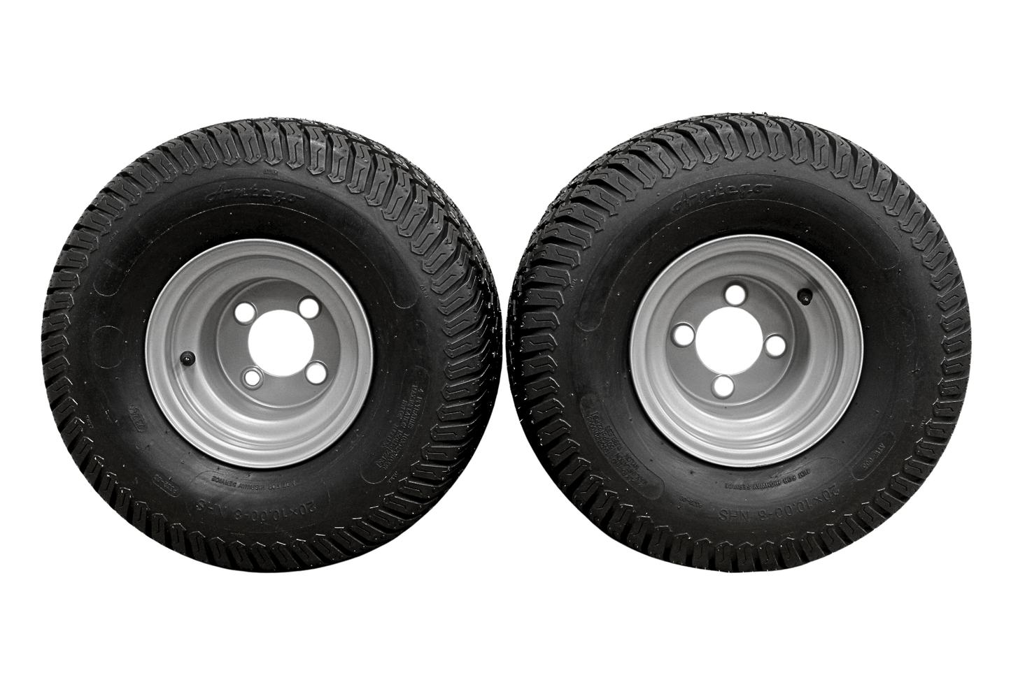 20x10.00-8 4 Ply Turf Tires with 8x7 Wheels Lawn & Garden Mower and Golf Cart (Set of 2)