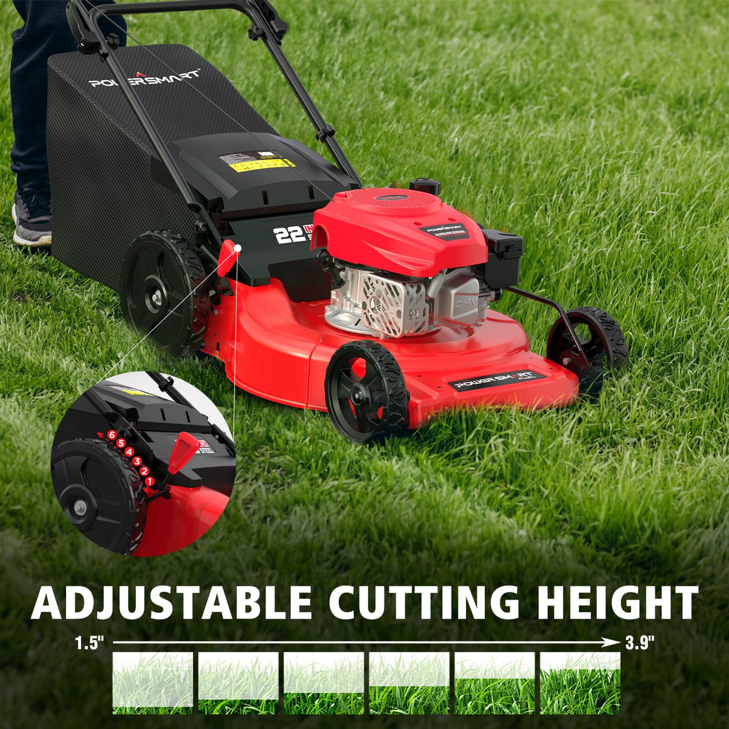 PowerSmart 22" 170cc Gas Self-Propelled 3-in-1 Lawn Mower V8622S