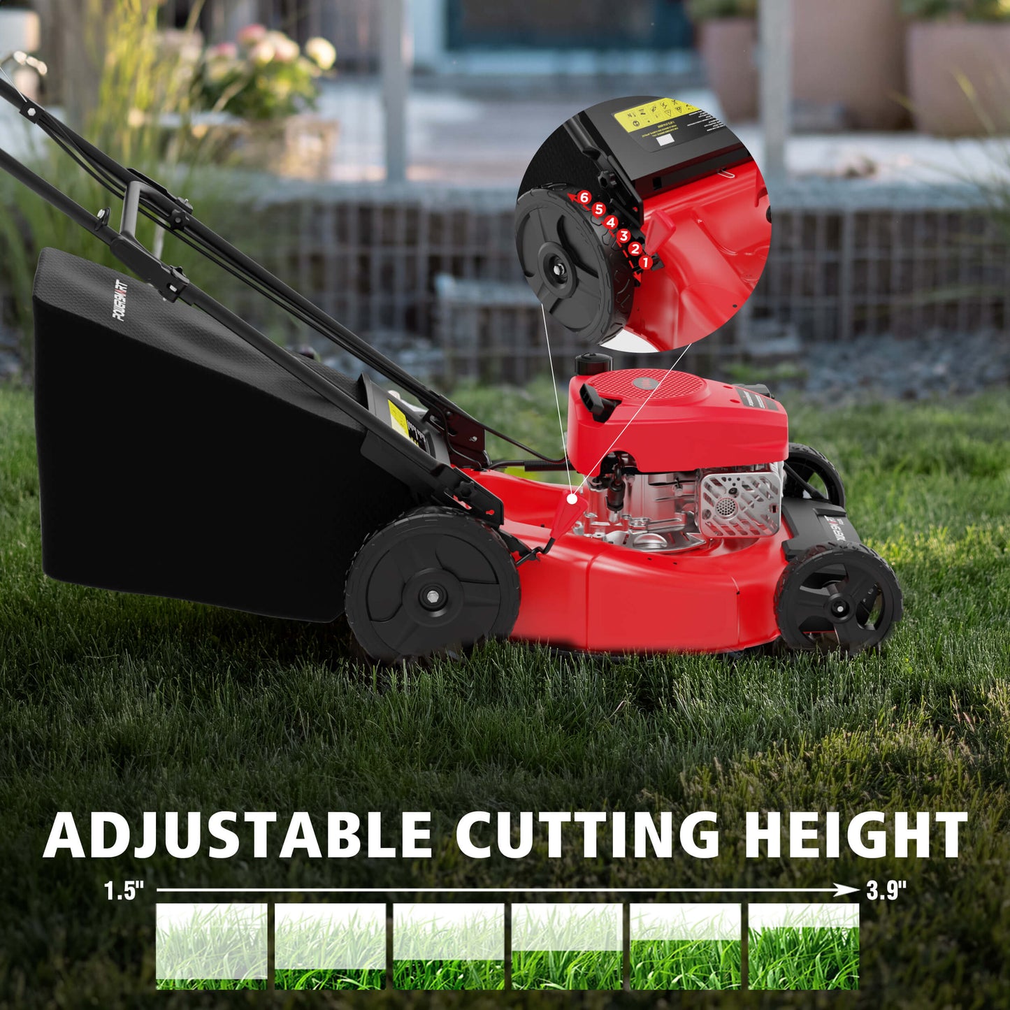 PowerSmart 21" 144cc Gas Push 3-in-1 Lawn Mower V8721P