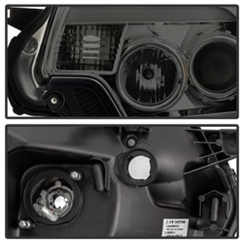 Spyder Toyota Tacoma 12-16 Projector Headlights Light Bar DRL Smoke Pro-Yd-TT12-Lbdrl-Sm