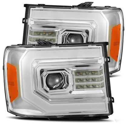 AlphaRex 07-13 GMC Sierra 1500 (No Clsc) LUXX-Series LED Proj HL Chrome w/Actv Lgt & Seq.Sig / DRL 880096 *Discontinued