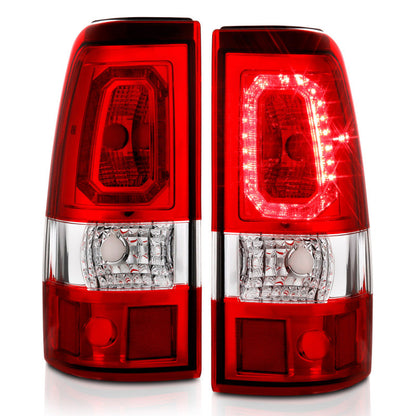 ANZO 2003-2006 Chevy Silverado 1500 LED Taillights Plank Style Chrome With Red/Clear Lens 311329