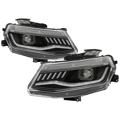 Spyder Chevy Camaro 16-18 HID Model Full LED Headlights Black PRO-YD-CCAM16HIDAP-SEQ-BK 5087355
