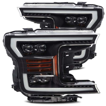 AlphaRex 18-19 Ford F-150 NOVA LED Proj Headlights Plank Style Matte Black w/Activ