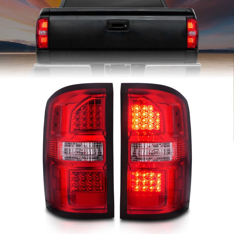 ANZO 2014-2018 GMC Sierra LED Tail Lights Black Housing Red/Clear Lens 311399