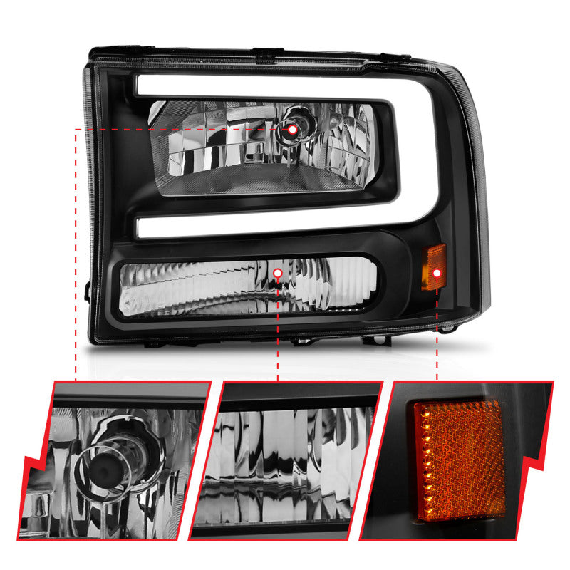 ANZO 99-04 Ford F250/F350/F450/Excursion (excl. 99) Crystal Headlights