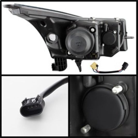 Spyder Chevy Cruze 11-14 Projector Headlights Light Tube DRL Blk PRO-YD-CCRZ11-LTDRL-BK 5074164