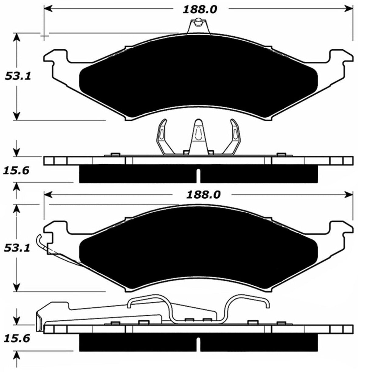 Porterfield Brake Pads for 1988 FORD Taurus Rear Disc w/steel piston