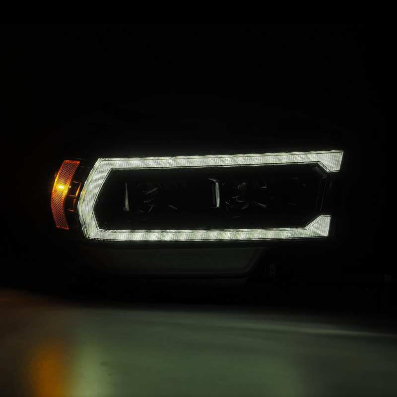 AlphaRex 19-21 Ram 2500 LUXX LED Proj Headlights Plank Style Alpha Blk w/Activ Light/Seq