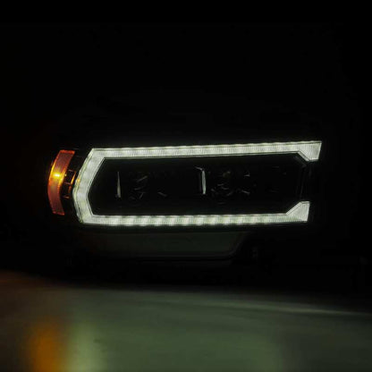 AlphaRex 19-21 Ram 2500 LUXX LED Proj Headlights Plank Style Alpha Blk w/Activ Light/Seq