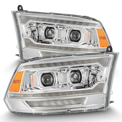 AlphaRex 09-18 Dodge Ram 2500 LUXX LED Proj Headlights Plank Style Chrm w/Activ Light/Seq